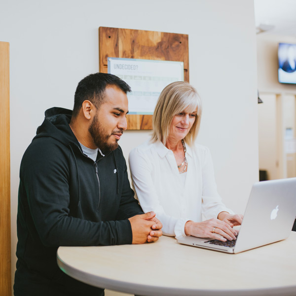 Student works with career coach