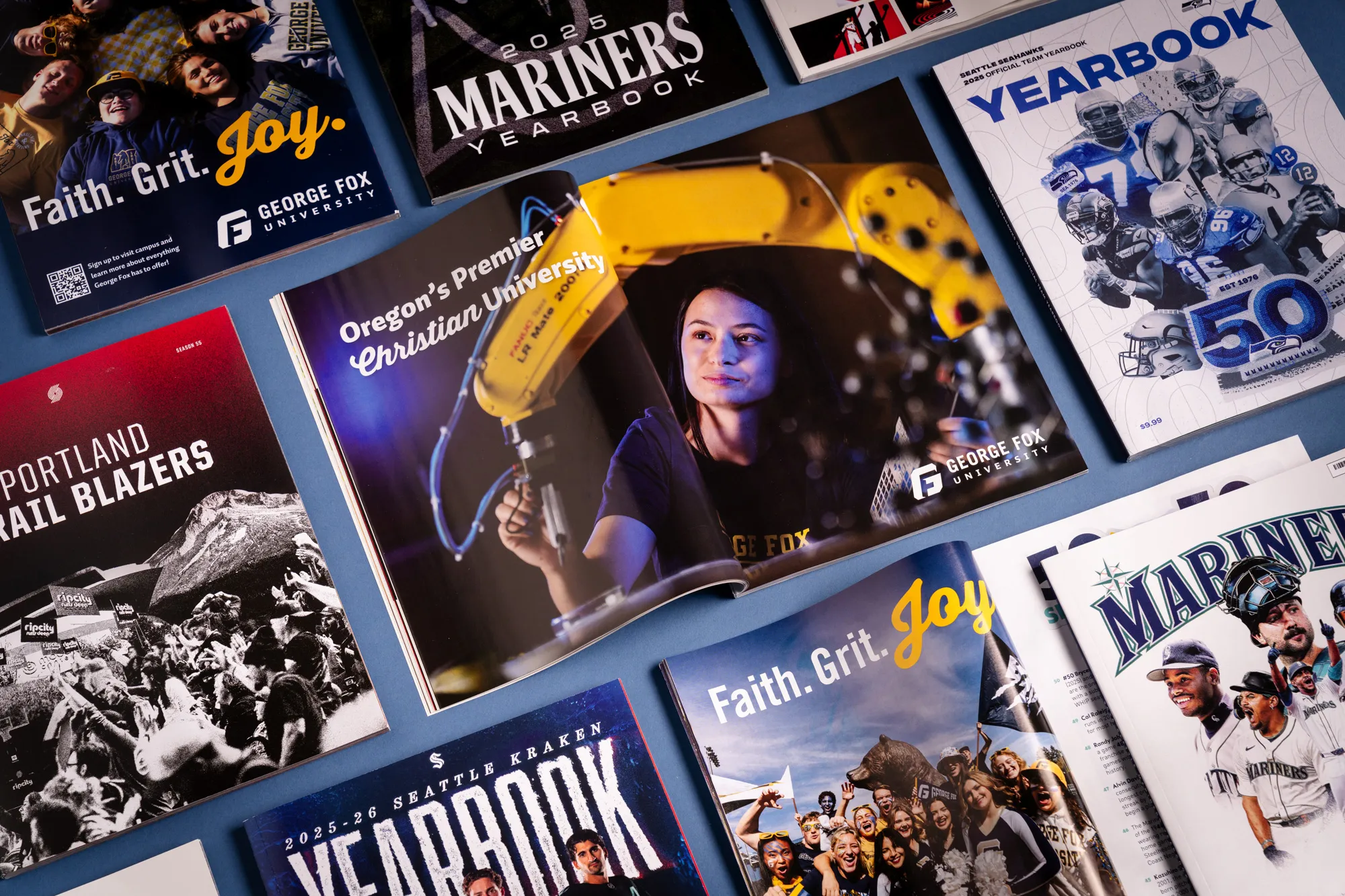 George Fox print ads laid out