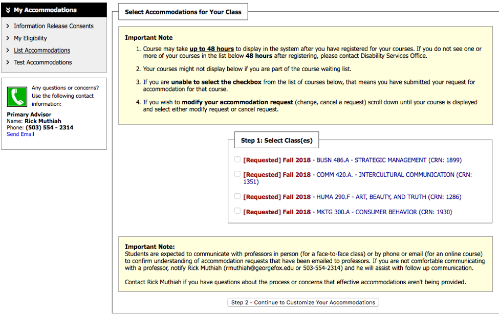 List Accommodations screenshot