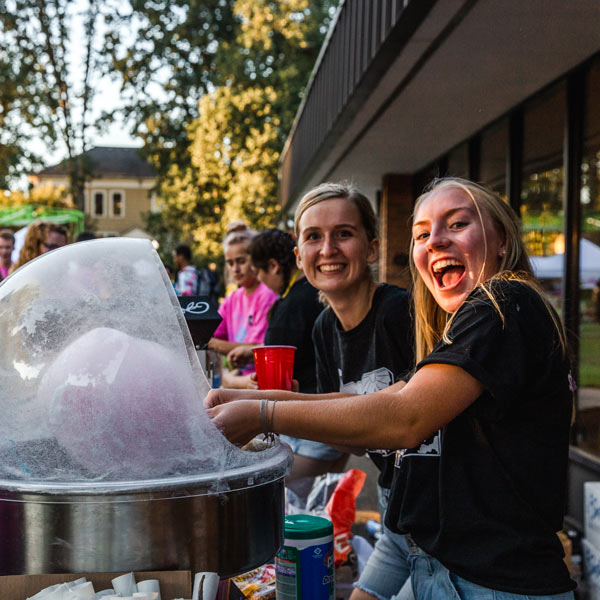 smiling students at welcome weekend