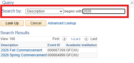 Search by Description search field highlighted