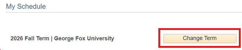 Change Term button highlighted under My Schedule