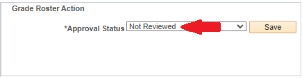 arrow pointing to approval status set to not reviewed in dropdown menu