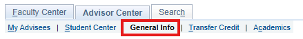 General Info tab in top menu bar is highlighted