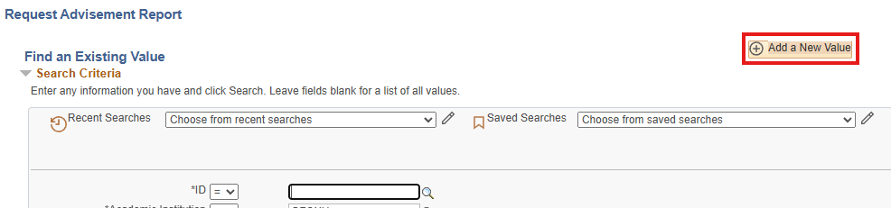 Add a New Value button highlighted in top right corner