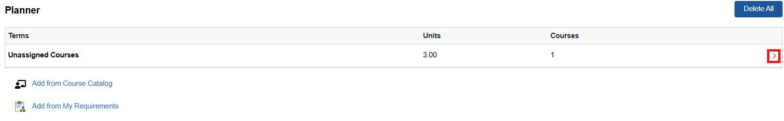 Arrow highlighted to the right of unassigned classes