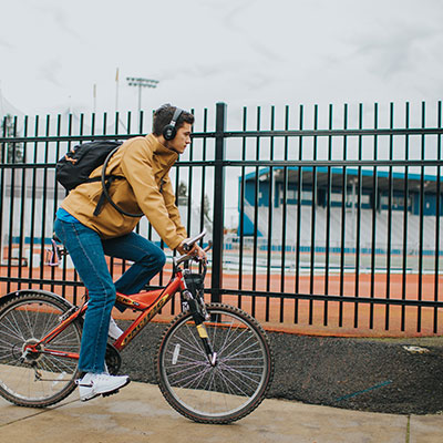 Student on a bike