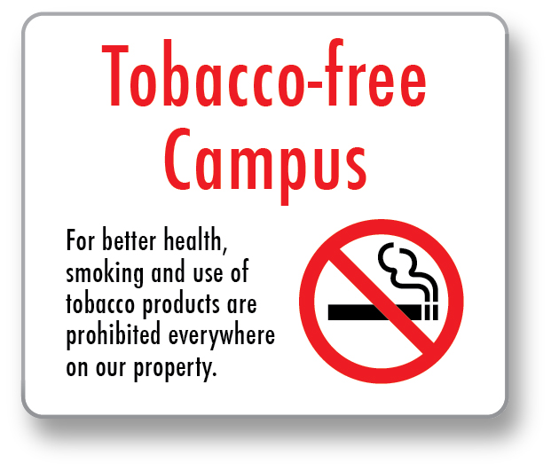 Tobacco free campus sign