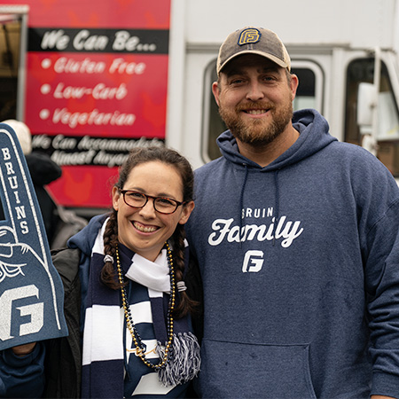 A student with her dad on the Family Weekend