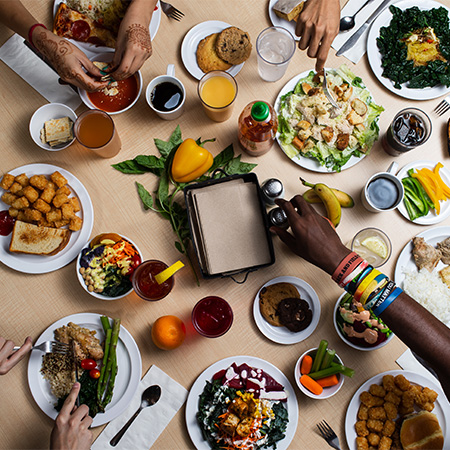 table full of healthy foods