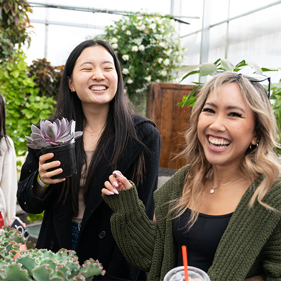 Students visiting a local farm