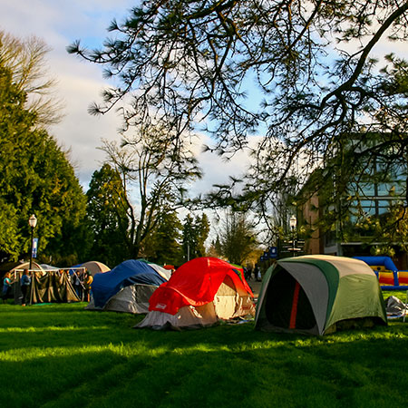 Tents on campus quad