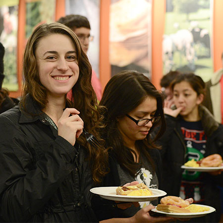 Students enjoying their late night breakfast