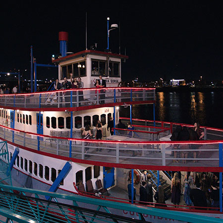 Sternwheeler boat on the Willamette River hosting the Sadies dance