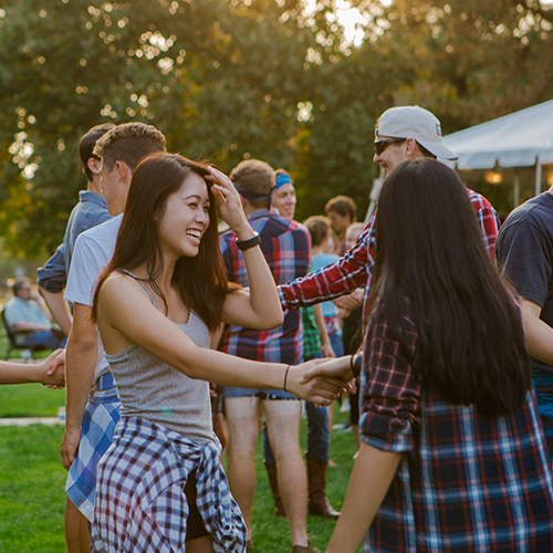 Students dancing at a Welcome Weekend event
