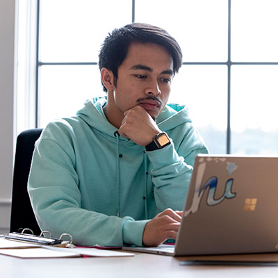 A student studying