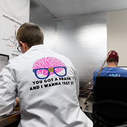 a student performs research