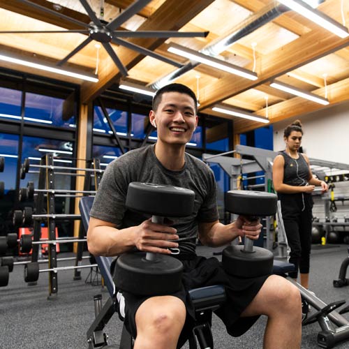 Student in weight room