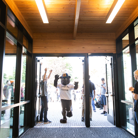 Pennington enters the main entrance.