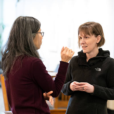 Two women having a discussion