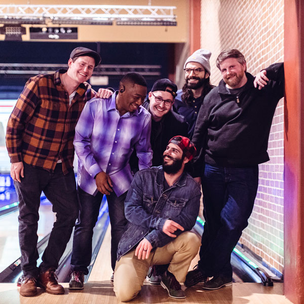 5 seminary students at the bowling alley