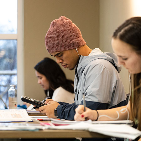 Students studying in the library